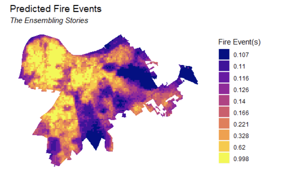 Map of predicted fire risk