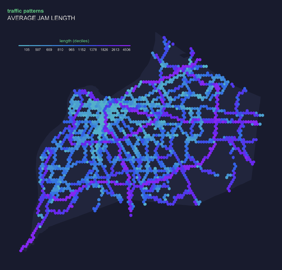 Map of predicted traffic congestion